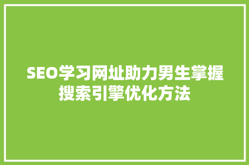 SEO学习网址助力男生掌握搜索引擎优化方法