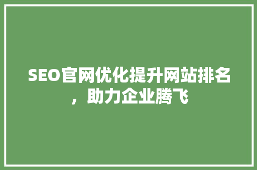 SEO官网优化提升网站排名，助力企业腾飞