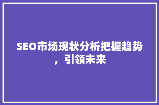 SEO市场现状分析把握趋势，引领未来
