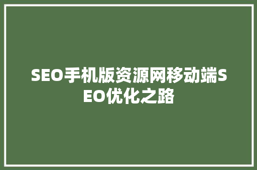 SEO手机版资源网移动端SEO优化之路  第1张