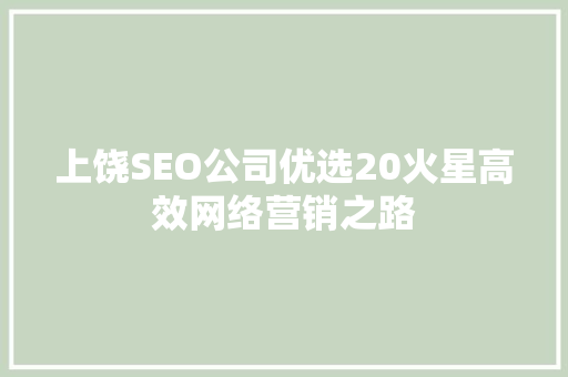 上饶SEO公司优选20火星高效网络营销之路