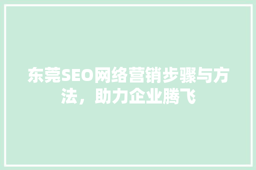 东莞SEO网络营销步骤与方法，助力企业腾飞