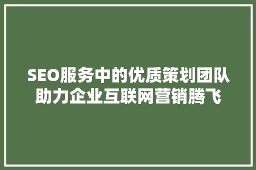 SEO服务中的优质策划团队助力企业互联网营销腾飞
