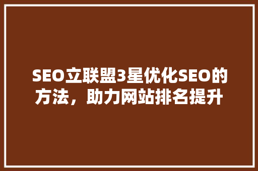 SEO立联盟3星优化SEO的方法，助力网站排名提升
