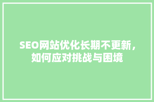 SEO网站优化长期不更新，如何应对挑战与困境