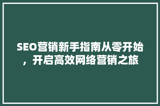 SEO营销新手指南从零开始，开启高效网络营销之旅