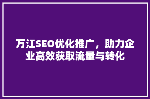 万江SEO优化推广，助力企业高效获取流量与转化  第1张