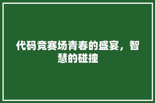 代码竞赛场青春的盛宴，智慧的碰撞