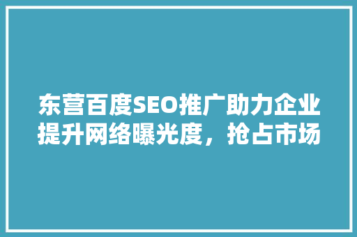 东营百度SEO推广助力企业提升网络曝光度，抢占市场先机
