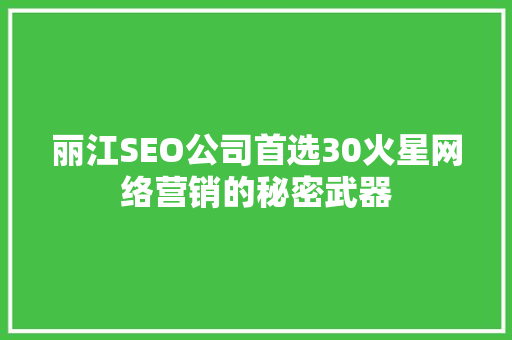 丽江SEO公司首选30火星网络营销的秘密武器