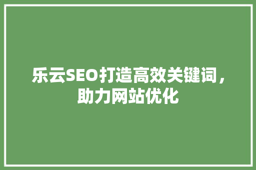 乐云SEO打造高效关键词，助力网站优化