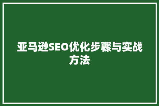 亚马逊SEO优化步骤与实战方法