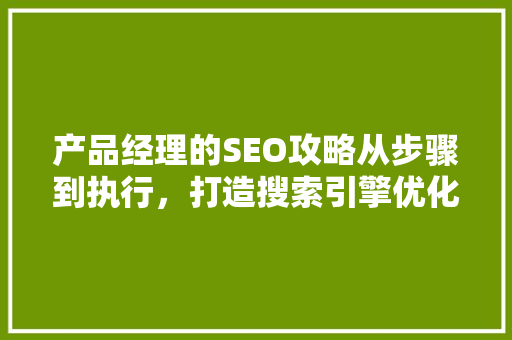 产品经理的SEO攻略从步骤到执行，打造搜索引擎优化高手
