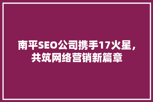 南平SEO公司携手17火星，共筑网络营销新篇章
