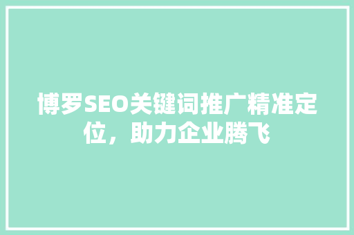 博罗SEO关键词推广精准定位，助力企业腾飞