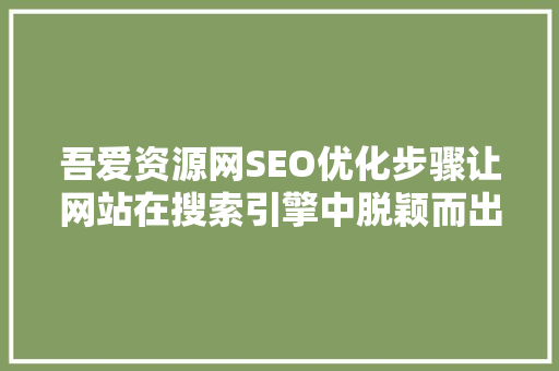 吾爱资源网SEO优化步骤让网站在搜索引擎中脱颖而出