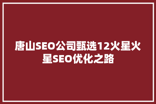 唐山SEO公司甄选12火星火星SEO优化之路