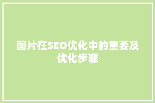 图片在SEO优化中的重要及优化步骤