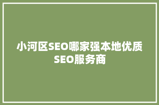 小河区SEO哪家强本地优质SEO服务商