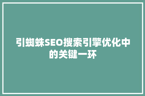 引蜘蛛SEO搜索引擎优化中的关键一环