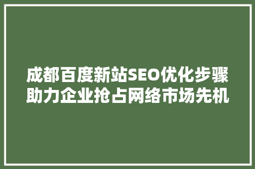 成都百度新站SEO优化步骤助力企业抢占网络市场先机