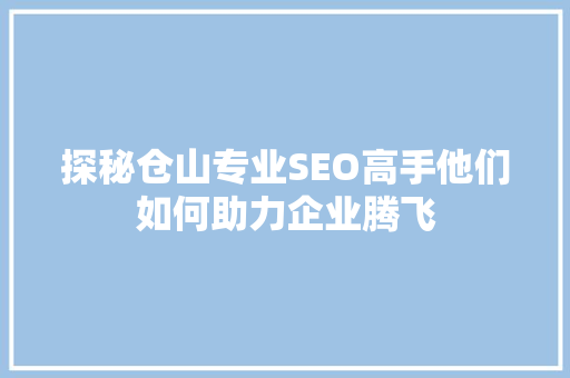 探秘仓山专业SEO高手他们如何助力企业腾飞