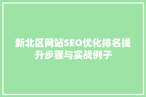 新北区网站SEO优化排名提升步骤与实战例子