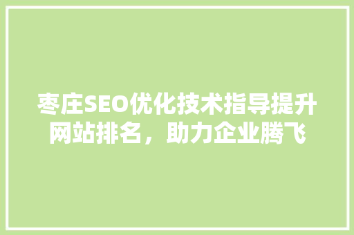 枣庄SEO优化技术指导提升网站排名，助力企业腾飞