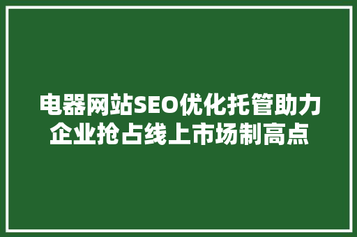 电器网站SEO优化托管助力企业抢占线上市场制高点  第1张