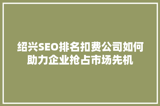 绍兴SEO排名扣费公司如何助力企业抢占市场先机