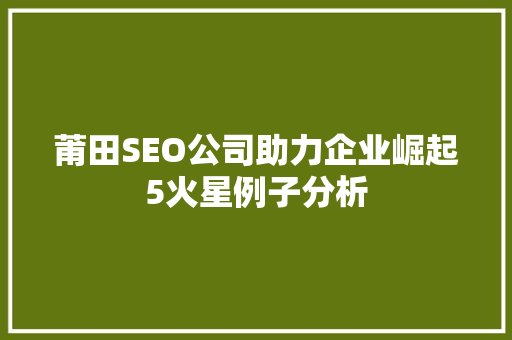 莆田SEO公司助力企业崛起5火星例子分析
