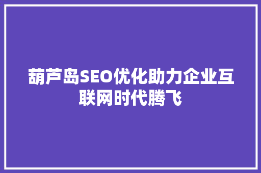 葫芦岛SEO优化助力企业互联网时代腾飞