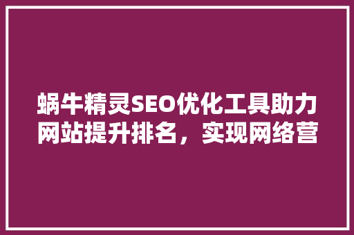 蜗牛精灵SEO优化工具助力网站提升排名，实现网络营销新突破