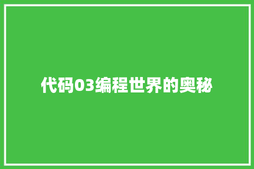 代码03编程世界的奥秘