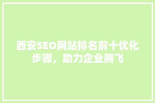 西安SEO网站排名前十优化步骤，助力企业腾飞