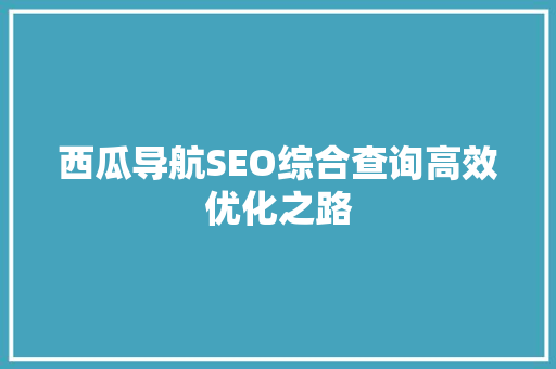 西瓜导航SEO综合查询高效优化之路