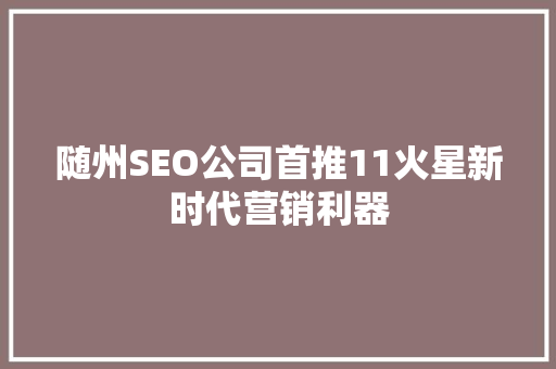 随州SEO公司首推11火星新时代营销利器