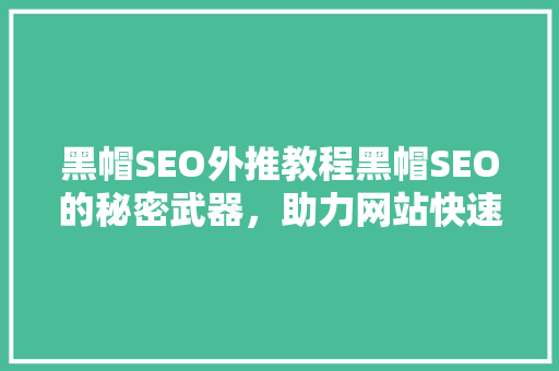 黑帽SEO外推教程黑帽SEO的秘密武器，助力网站快速崛起