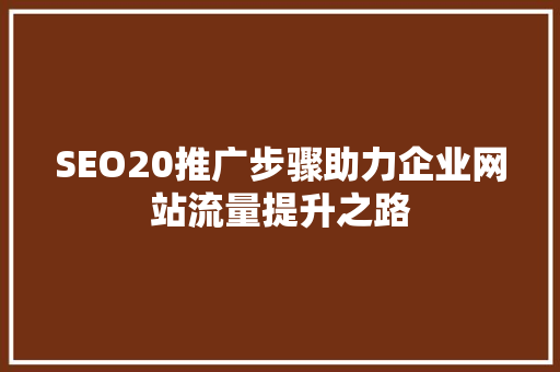 SEO20推广步骤助力企业网站流量提升之路  第1张