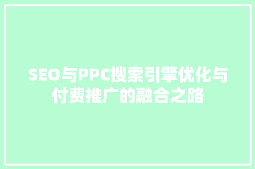 SEO与PPC搜索引擎优化与付费推广的融合之路