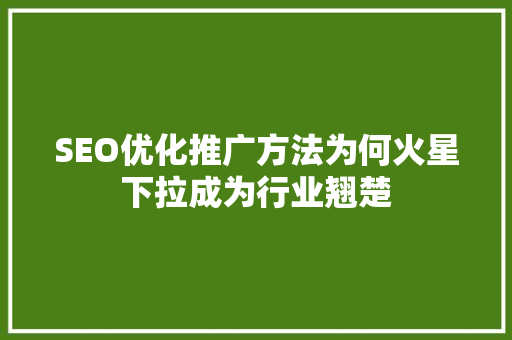 SEO优化推广方法为何火星下拉成为行业翘楚