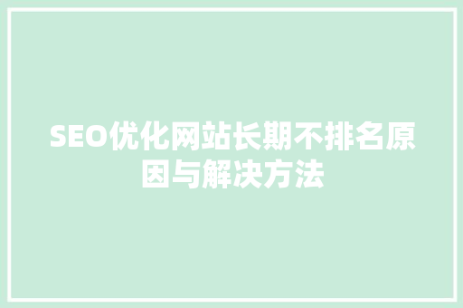 SEO优化网站长期不排名原因与解决方法