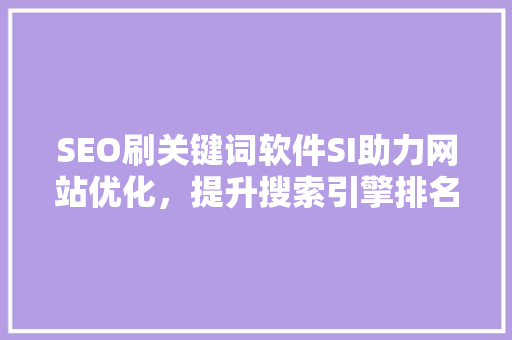 SEO刷关键词软件SI助力网站优化，提升搜索引擎排名的神秘利器