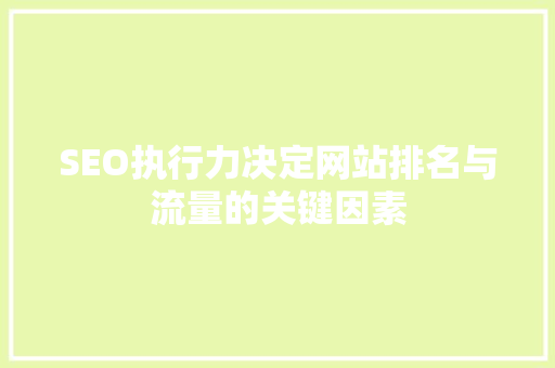 SEO执行力决定网站排名与流量的关键因素