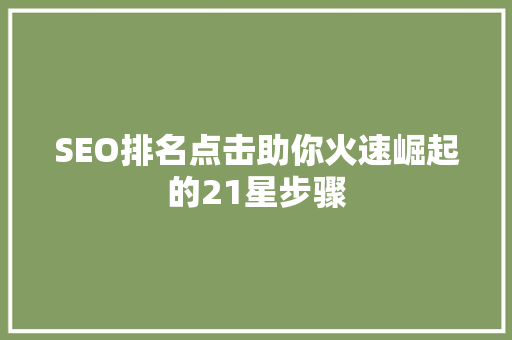 SEO排名点击助你火速崛起的21星步骤
