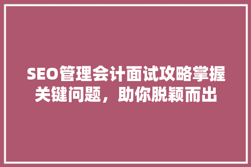 SEO管理会计面试攻略掌握关键问题，助你脱颖而出