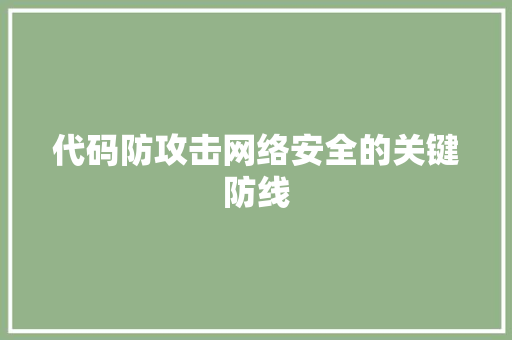 代码防攻击网络安全的关键防线