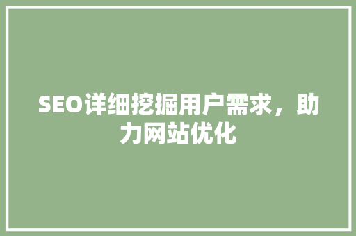 SEO详细挖掘用户需求，助力网站优化