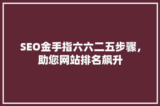 SEO金手指六六二五步骤，助您网站排名飙升