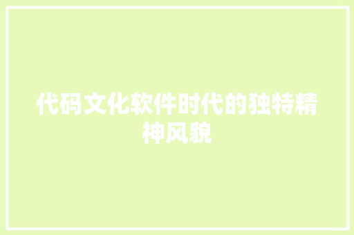 代码文化软件时代的独特精神风貌  第1张